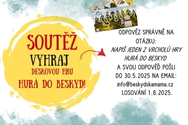 ODPOVĚZ SPRÁVNĚ NA OTÁZKU NAPIŠ JEDEN Z VRCHOLŮ HRY HURÁ DO BESKYD A SVOU ODPOVĚĎ POŠLI DO 30.11.2024 NA EMAIL info@beskydskamama.cz LOSOVÁNÍ 2.12.2024_1